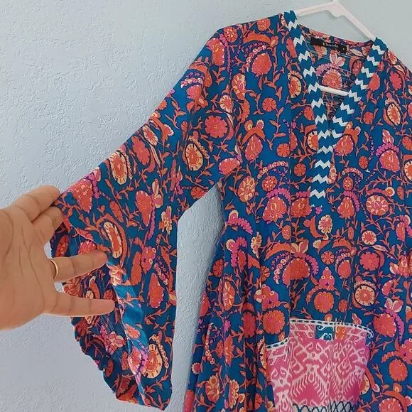 Khaadi Women's Intricate Multicolor Damask Print Shark Hem Trapeze Top - Picture 5 of 9